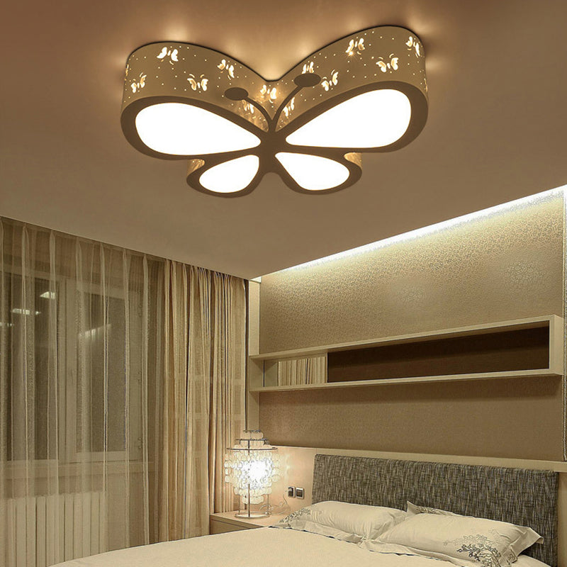 Kindergarten Butterfly Ceiling Light - Cartoon Led Flush Mount Fixture White / 19.5’