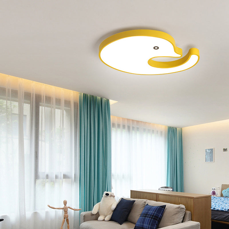 Childrens Led Dolphin Panel Ceiling Light For Lovely Cartoon Bedroom Decor Yellow / 20.5 White