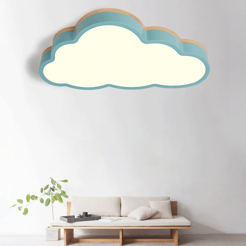 Macaron Loft Slim Panel Led Ceiling Lamp For Living Room With Acrylic Cloud Mount Blue / 23.5 White