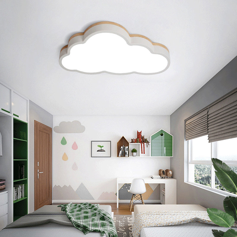 Macaron Loft Slim Panel Led Ceiling Lamp For Living Room With Acrylic Cloud Mount White / 19.5