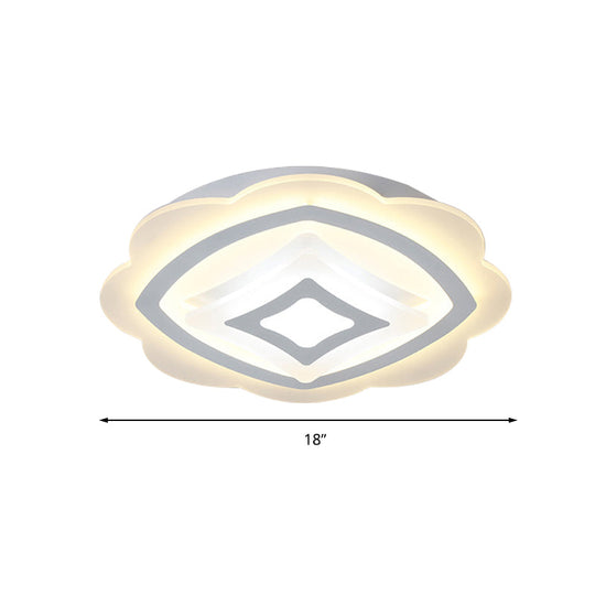 Modern Led Flower Ceiling Light - White Acrylic Fixture For Kid’s Bedroom