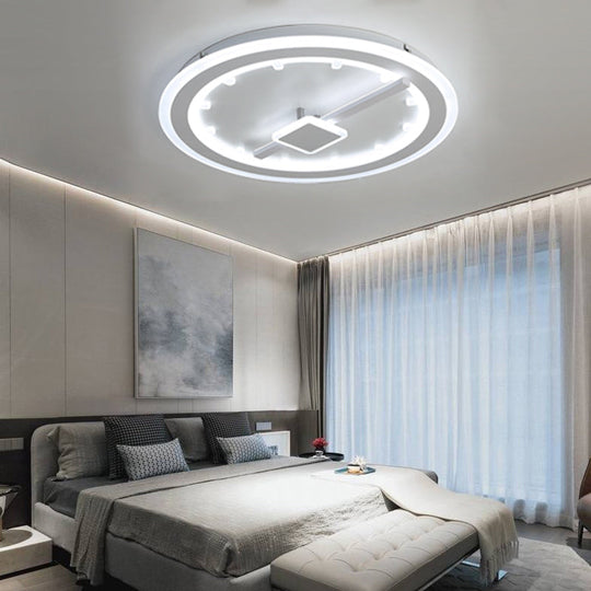Sleek Slim Panel Led Flush Ceiling Light For Dining Room - Creative Circle Design With Acrylic White