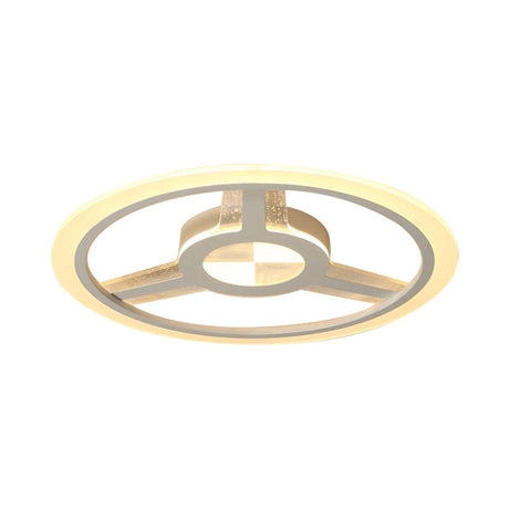 White Led Ceiling Mount Light For Kids With Steering Wheel Design - Perfect Kindergarten And Foyer