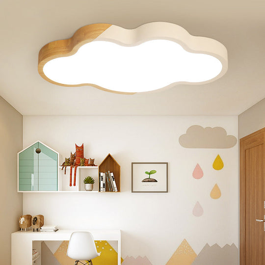 Nordic Cloud Shape Led Ceiling Light For Kid’s Bedroom - Acrylic Flush Mount Energy Saving