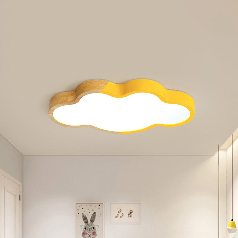 Nordic Cloud Shape Led Ceiling Light For Kids Bedroom - Acrylic Flush Mount Energy Saving Yellow /