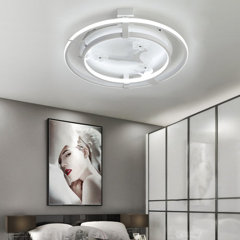 Plum Blossom Led Cartoon Ceiling Light - White Metal Acrylic Flush Mount For Cloth Shop / 17’