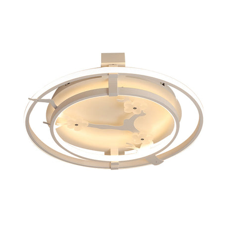 Plum Blossom Led Cartoon Ceiling Light - White Metal Acrylic Flush Mount For Cloth Shop