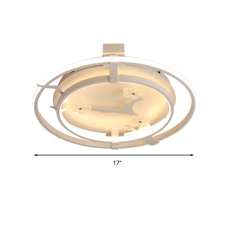 Plum Blossom Led Cartoon Ceiling Light - White Metal Acrylic Flush Mount For Cloth Shop