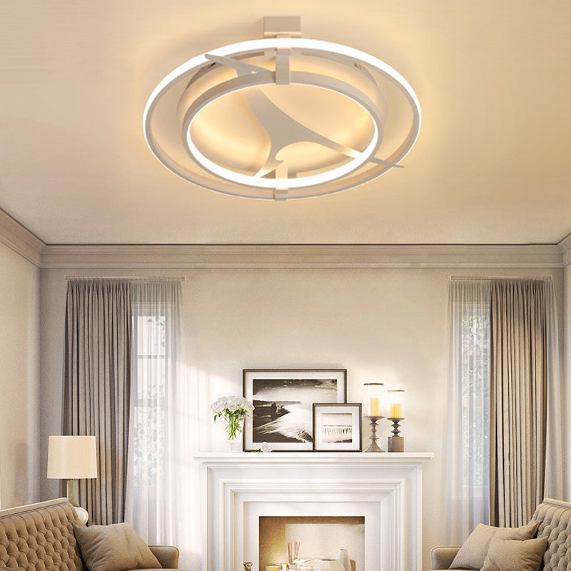 Kangaroo Baby Cartoon Led Ceiling Light - Acrylic Metal Flush Mount In White / 17’ Warm