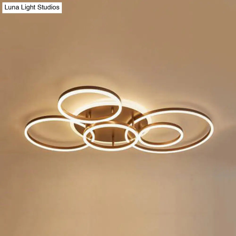 2/3/5-Light Flush Ceiling Light With Brown Acrylic Shade - Warm/White For Living Room 6 / Warm