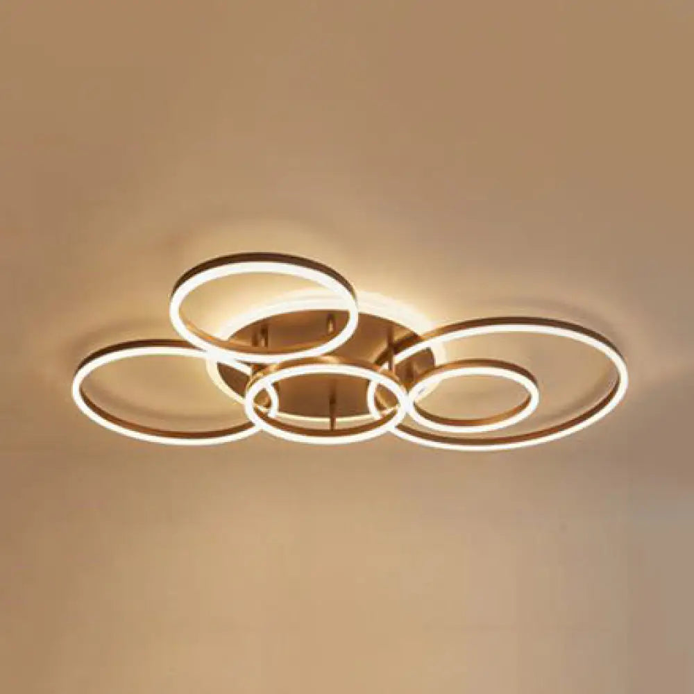 2/3/5 - Light Flush Ceiling Light With Brown Acrylic Shade - Warm/White For Living Room 6 / Warm