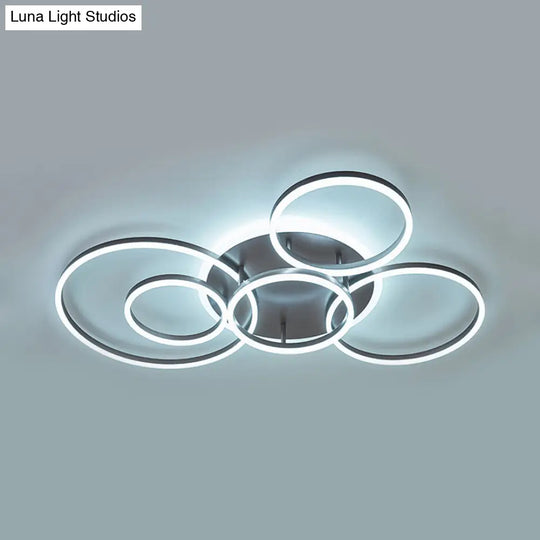 2/3/5-Light Flush Ceiling Light With Brown Acrylic Shade - Warm/White For Living Room 6 / White