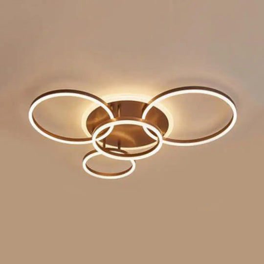 2/3/5 - Light Flush Ceiling Light With Brown Acrylic Shade - Warm/White For Living Room 5 / Warm
