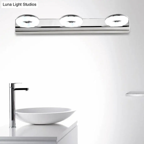 2/3 Head Bathroom Wall Vanity Light With Acrylic Shade - Silver Finish Warm/White Lighting