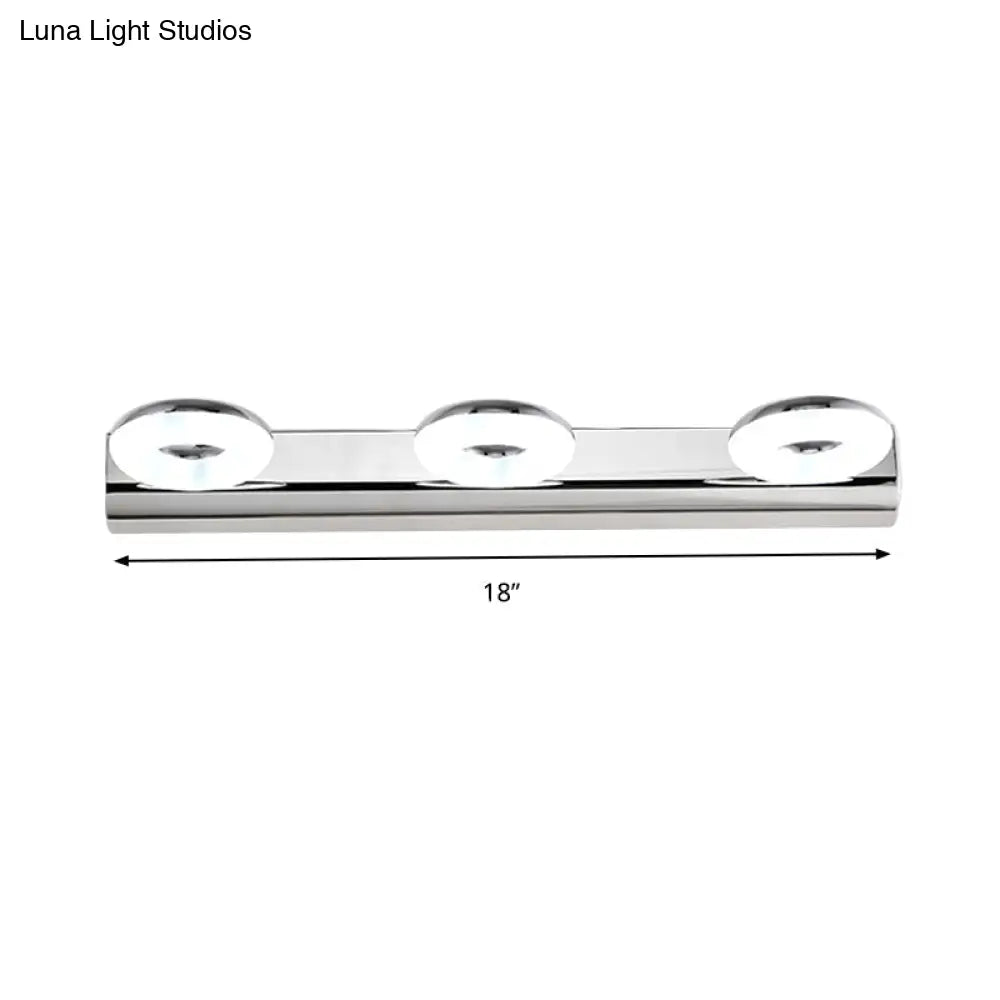 2/3 Head Bathroom Wall Vanity Light With Acrylic Shade - Silver Finish Warm/White Lighting