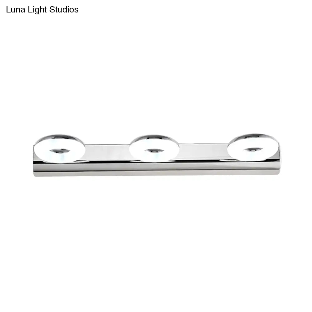 2/3 Head Bathroom Wall Vanity Light With Acrylic Shade - Silver Finish Warm/White Lighting