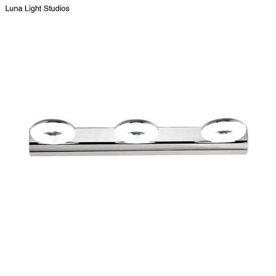 2/3 Head Bathroom Wall Vanity Light With Acrylic Shade - Silver Finish Warm/White Lighting