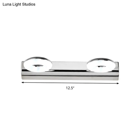 2/3 Head Bathroom Wall Vanity Light With Acrylic Shade - Silver Finish Warm/White Lighting