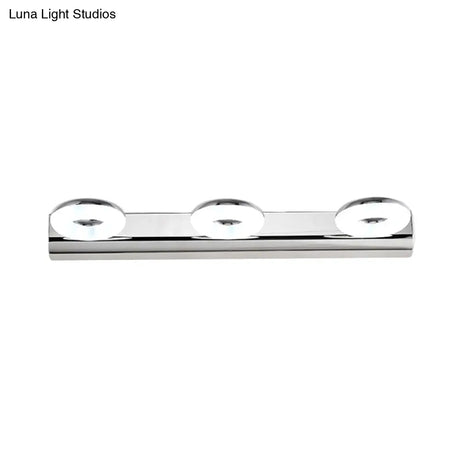 2/3 Head Bathroom Wall Vanity Light With Acrylic Shade - Silver Finish Warm/White Lighting