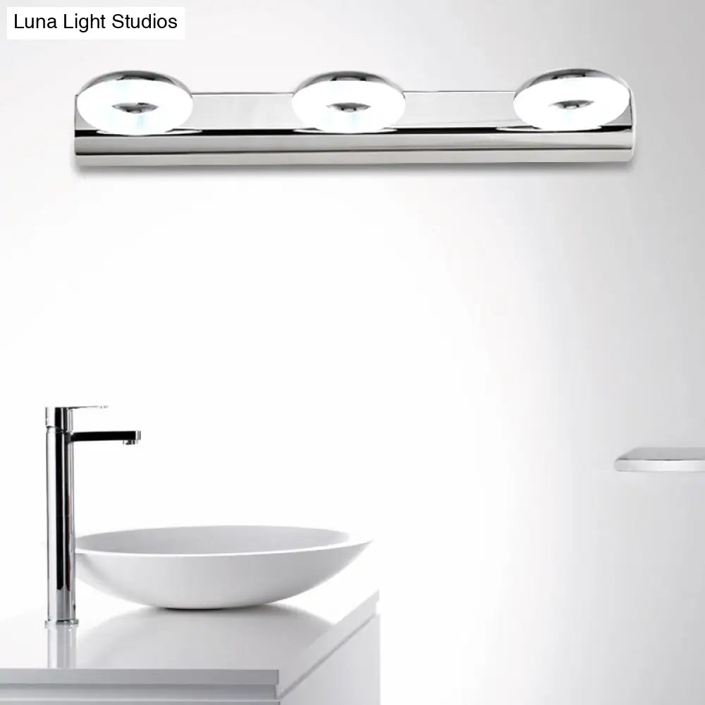 2/3 Head Bathroom Wall Vanity Light With Acrylic Shade - Silver Finish Warm/White Lighting