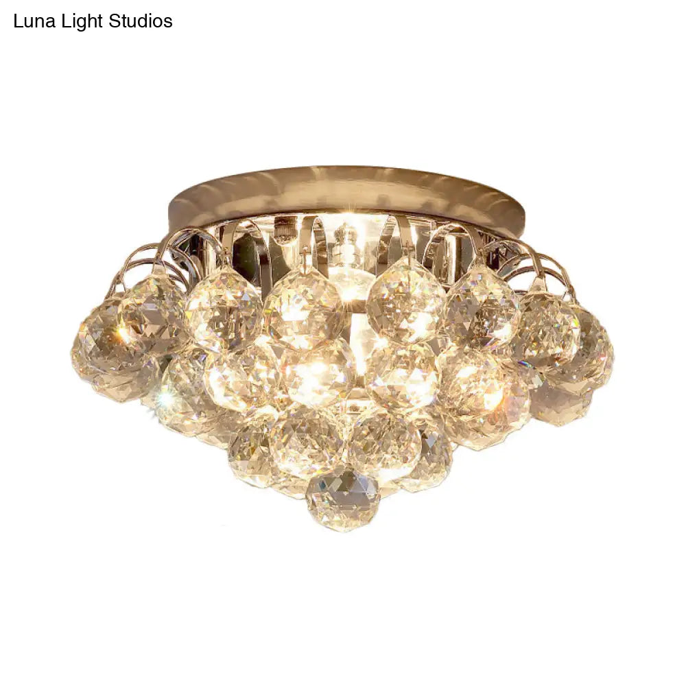 2 - Light Flush Mount Chrome Crystal Raindrop Ceiling Light For Corridor
