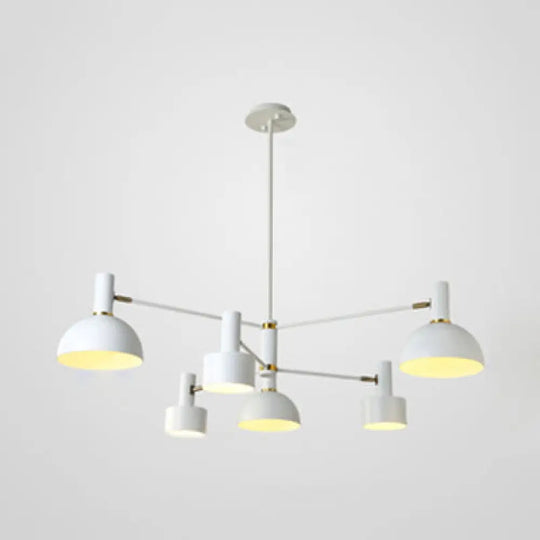 2-Tier Metallic Pendant Lamp With 6 Lights - Ideal For Living Room Villa White