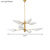 2-Tier Nordic Chandelier With Metal Spoon Shade - 8 Lights Brass Fixture For Dining Room
