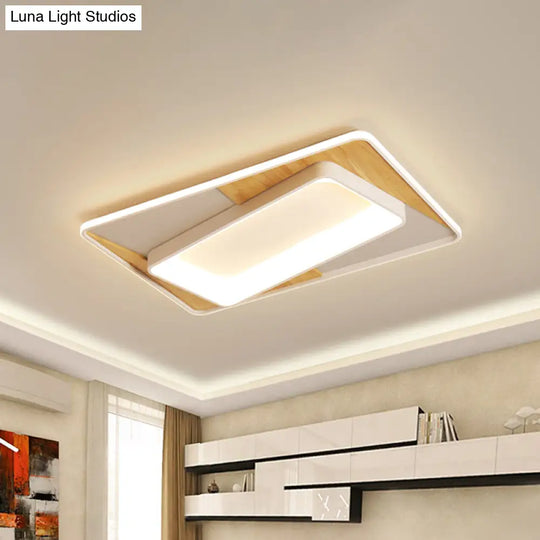 2 - Tier Nordic Style Wood - White Led Ceiling Flush Light With Acrylic Splicing Warm/White White /