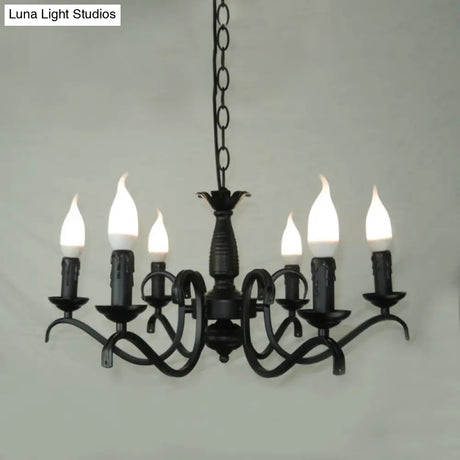 2-Tier Traditional Metal Candle Chandelier With Black Finish - Ideal For Living Room Ceiling Hanging
