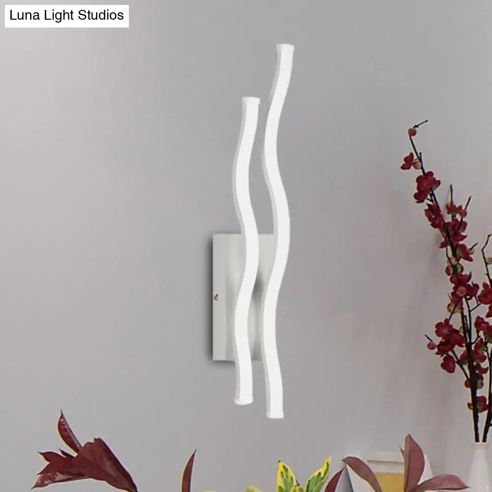 2-Waving Acrylic Linear Sconce Led Wall Lamp Fixture With Warm/White Light
