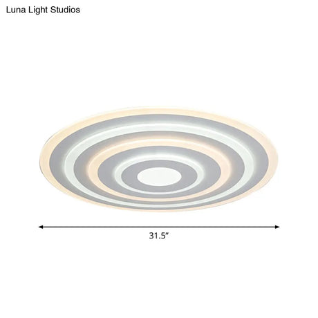 20/24/40 Acrylic Ripple Flush Mount Led Ceiling Light In Simplicity White - Warm/White
