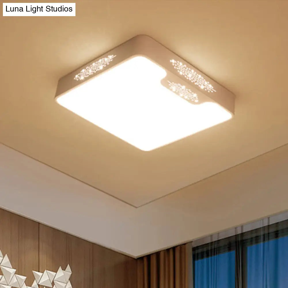 20’/41’ Wide White Square/Rectangle Led Flush Mount Modern Ceiling Lamp Metal