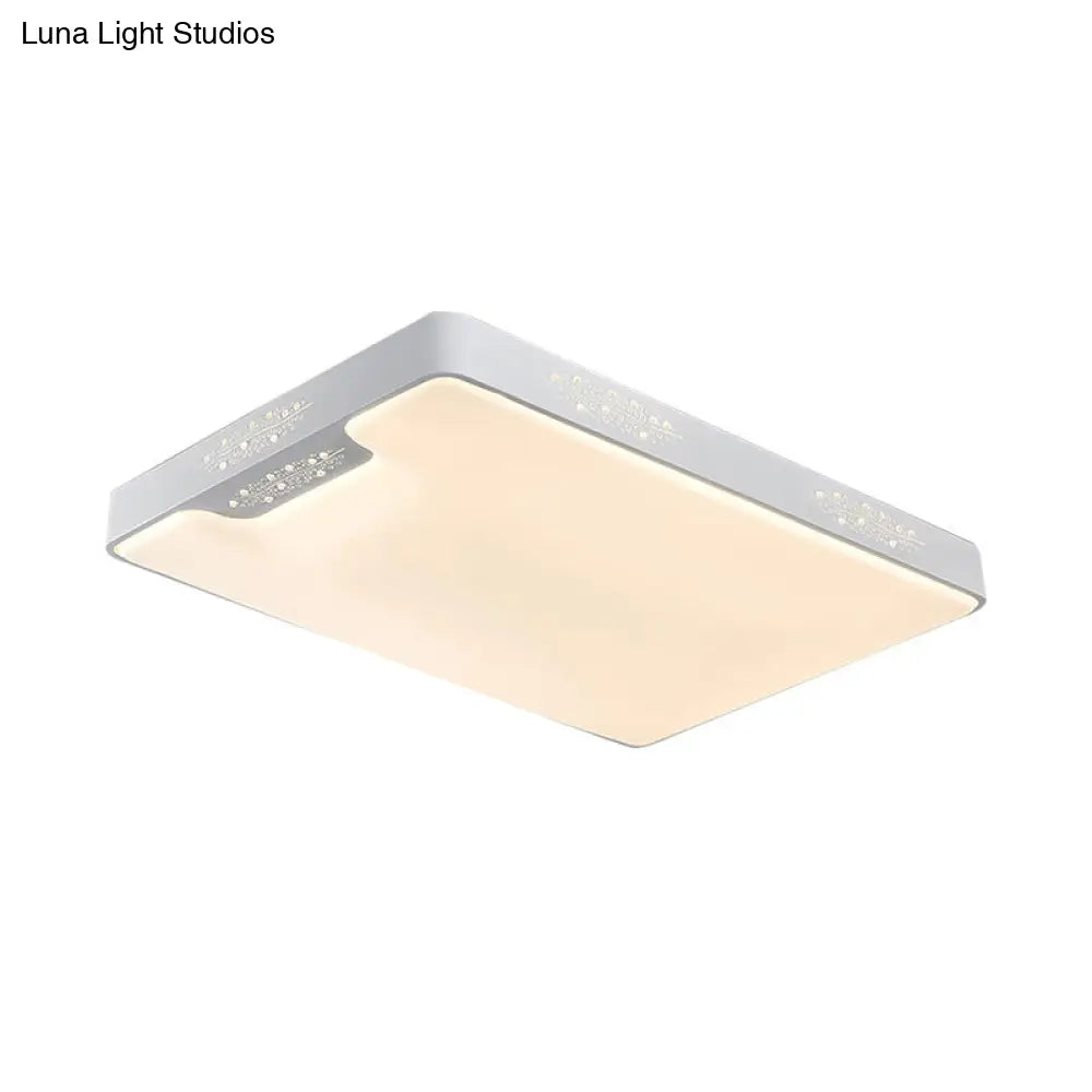 20’/41’ Wide White Square/Rectangle Led Flush Mount Modern Ceiling Lamp Metal