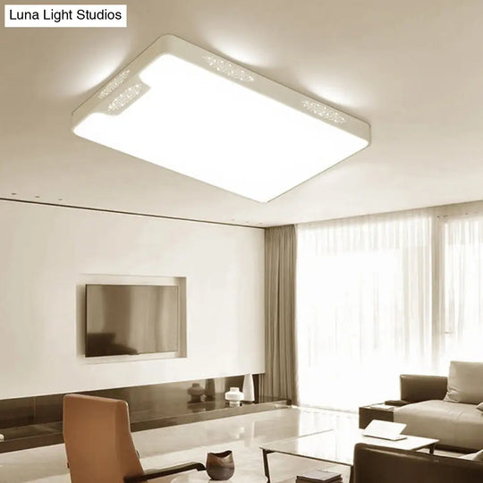20’/41’ Wide White Square/Rectangle Led Flush Mount Modern Ceiling Lamp Metal