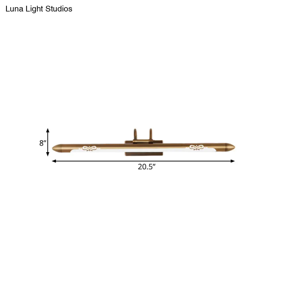 20.5/25.5/28 Led Bronze/Brass Vanity Light Fixture - Classic Metal Linear Sconce Lamp In White/Warm