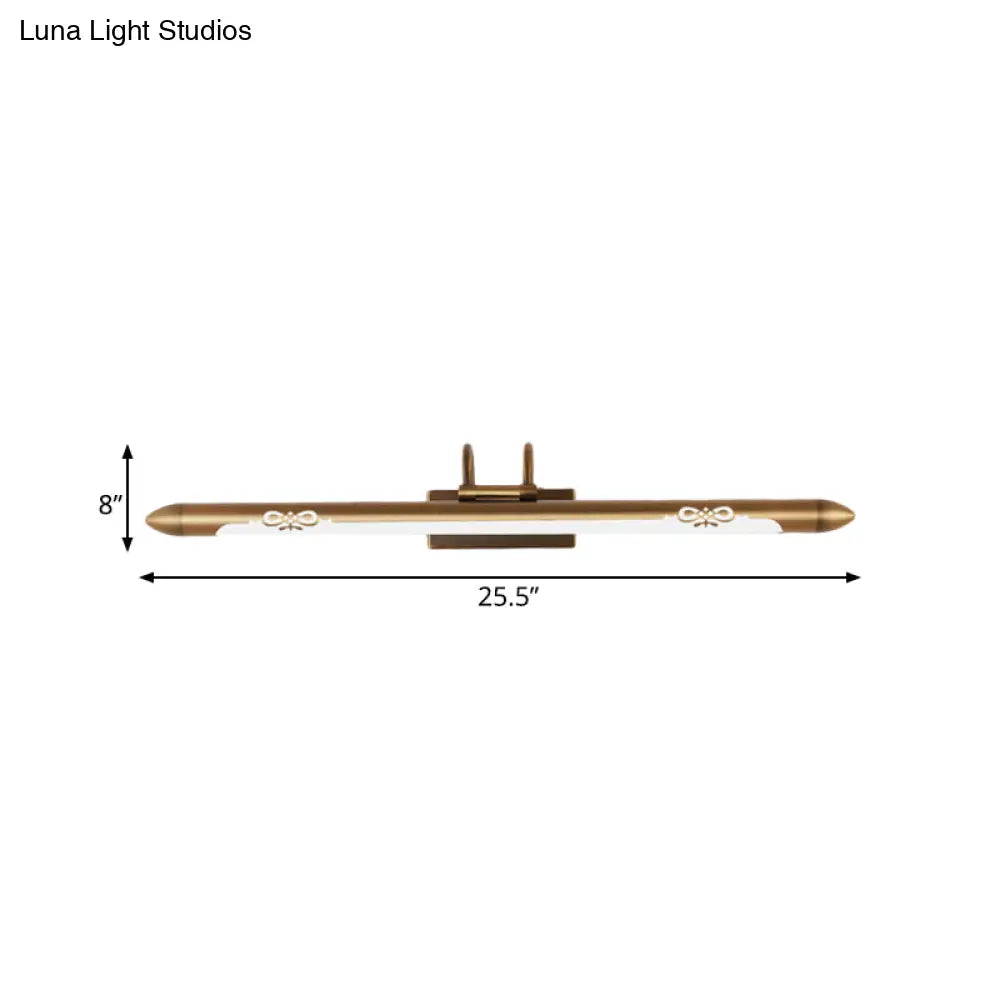 20.5/25.5/28 Led Bronze/Brass Vanity Light Fixture - Classic Metal Linear Sconce Lamp In White/Warm
