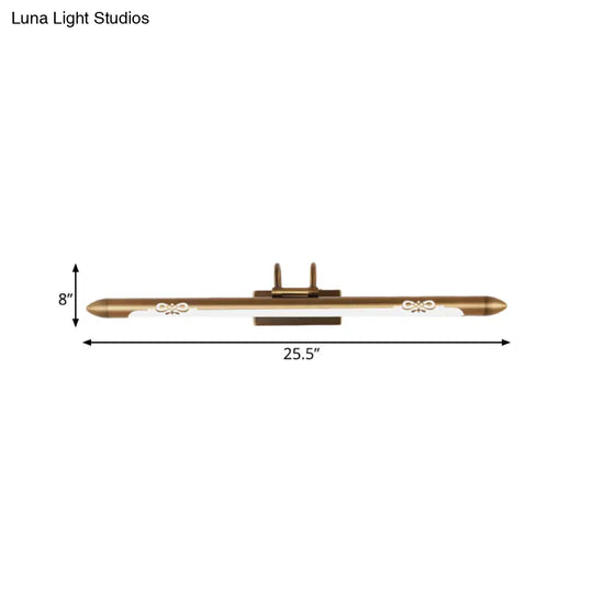 20.5/25.5/28 Led Bronze/Brass Vanity Light Fixture - Classic Metal Linear Sconce Lamp In White/Warm
