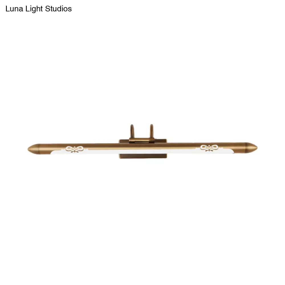 20.5/25.5/28 Led Bronze/Brass Vanity Light Fixture - Classic Metal Linear Sconce Lamp In White/Warm