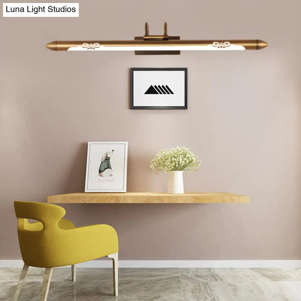 20.5/25.5/28 Led Bronze/Brass Vanity Light Fixture - Classic Metal Linear Sconce Lamp In White/Warm