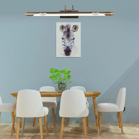 20.5/25.5/28 Led Bronze/Brass Vanity Light Fixture - Classic Metal Linear Sconce Lamp In White/Warm