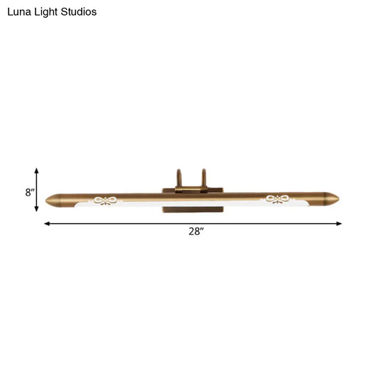 20.5/25.5/28 Led Bronze/Brass Vanity Light Fixture - Classic Metal Linear Sconce Lamp In White/Warm