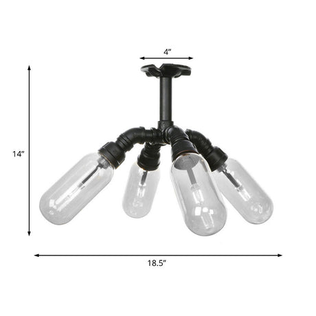 With A Pipe Design: Industrial Metal Black Sconce Light Featuring Capsule Shade Wall Lighting