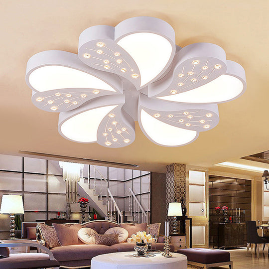 Floral White Flush Mount Ceiling Lamp With Crystal For Modern Baby Room 5 /