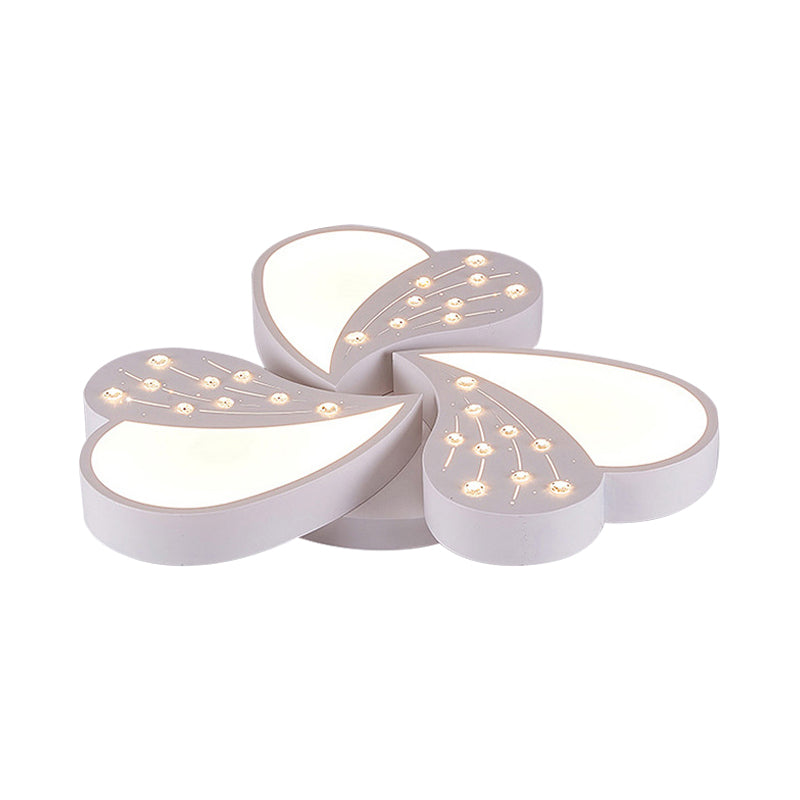 Floral White Flush Mount Ceiling Lamp With Crystal For Modern Baby Room