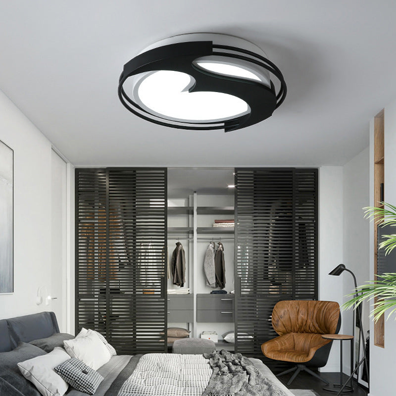 Abstract Pattern Led Ceiling Light For Kids Room Or Hotel - Round Acrylic Design In Black