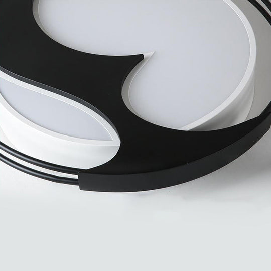 Abstract Pattern Led Ceiling Light For Kids Room Or Hotel - Round Acrylic Design In Black