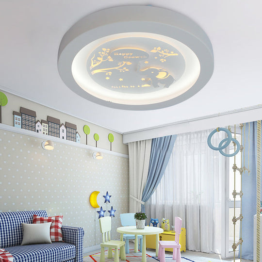 Nordic White Led Circular Flush Ceiling Light For Living Room / A