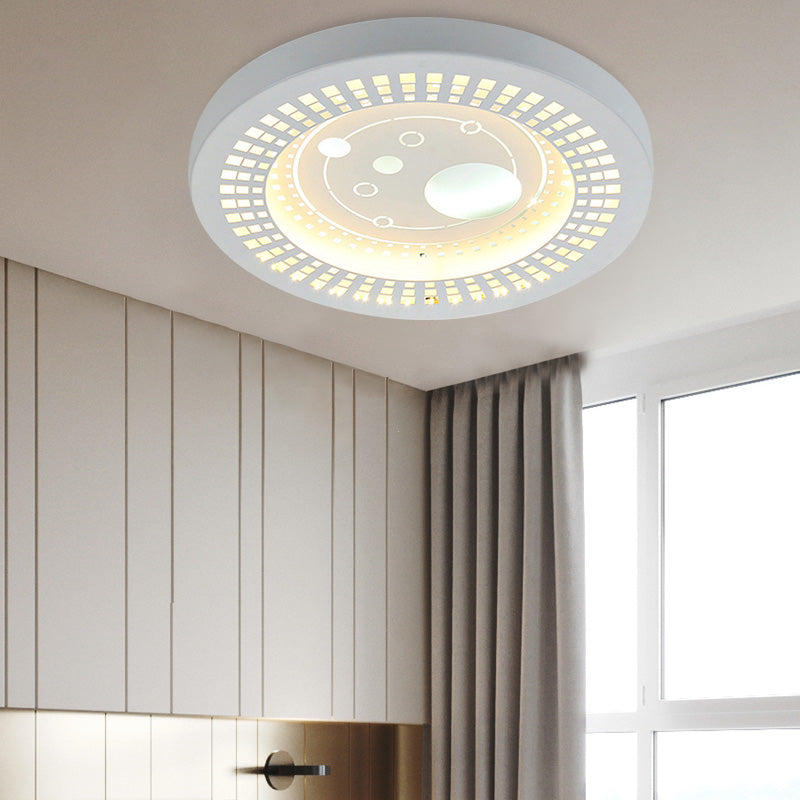 Modern White Circle Shade Ceiling Light - Acrylic Flush Mount For Hallway / C