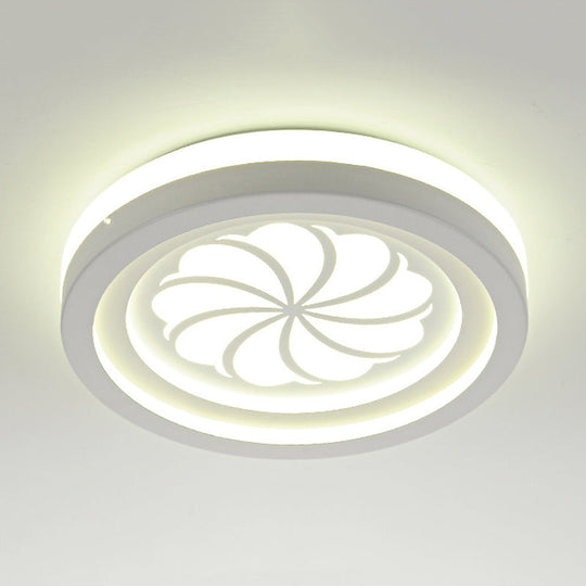 Modern White Circle Shade Ceiling Light - Acrylic Flush Mount For Hallway