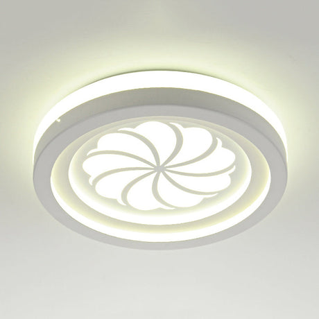 Modern White Circle Shade Ceiling Light - Acrylic Flush Mount For Hallway